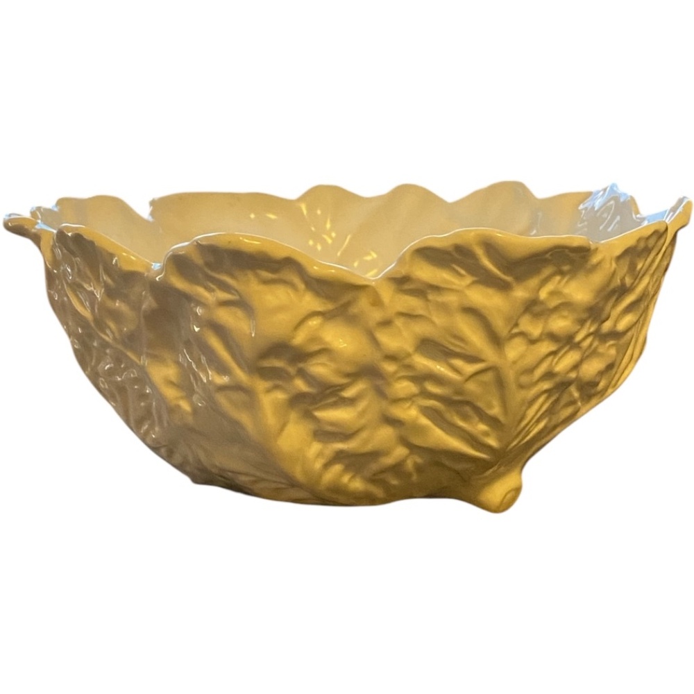 Vintage Coalport Countrywear Ceramic Cabbage Leaf footed large serving bowl